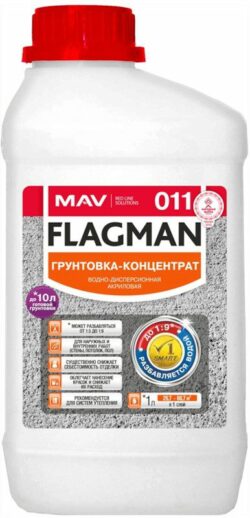 Грунтовка ВД-АК FLAGMAN 011 концентрат бесцветная 1 л купить в сети строительных магазинов Мастак