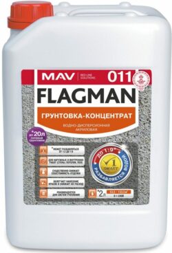 Грунтовка ВД-АК FLAGMAN 011 концентрат бесцветная 2 л купить в сети строительных магазинов Мастак