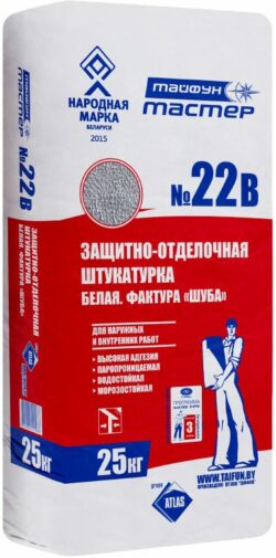 Штукатурка цементная декоративная ТАЙФУН Мастер №22В Шуба белая 25 кг купить в сети строительных магазинов Мастак