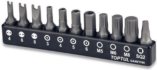 Набор бит TOPTUL 11 предметов (GAAV1104) купить в Мастак Набор бит TOPTUL 11 предметов (GAAV1104) купить в сети строительных магазинов Мастак