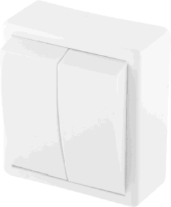 Выключатель двухклавишный наружный ЮПИТЕР Эконом белый (JP7421-02) купить в сети строительных магазинов Мастак
