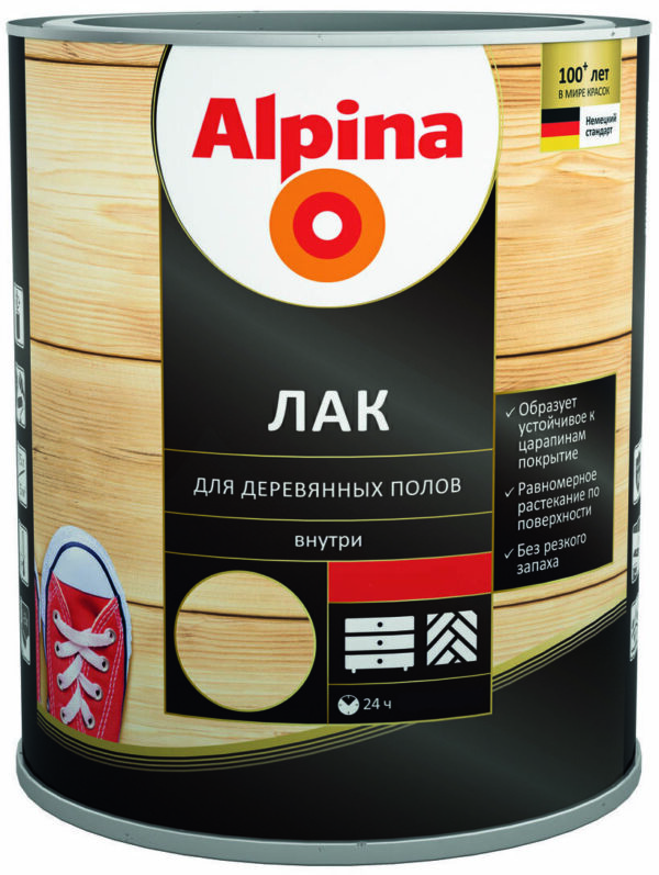 Лак алкидно-уретановый ALPINA Для деревянных полов прозрачный 0