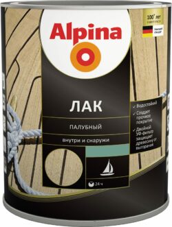 Лак алкидно-уретановый ALPINA Палубный прозрачный 2