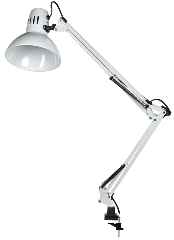 Лампа настольная на струбцине IEK Lighting 1014 белый (LNNL4-1014-2-VV40K01) купить в сети строительных магазинов Мастак