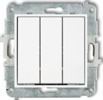 Выключатель трехклавишный скрытый KARLIK Mini белый (MWP-7) купить в сети строительных магазинов Мастак