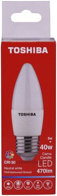 Лампа светодиодная E27 TOSHIBA С35 Candle 5 Вт 4000К купить в сети строительных магазинов Мастак