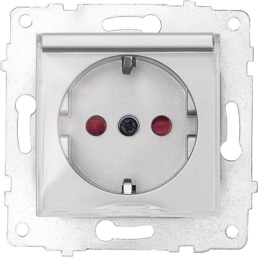 Розетка скрытая с крышкой и заземлением OVIVO Grano серебро (600-000310-243) купить в Мастак Розетка скрытая с крышкой и заземлением OVIVO Grano серебро (600-000310-243) купить в сети строительных магазинов Мастак