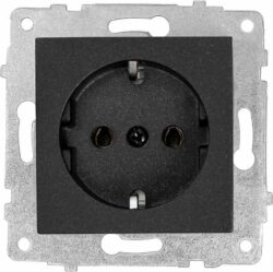 Розетка скрытая с заземлением OVIVO Grano черная (600-000317-217) купить в сети строительных магазинов Мастак