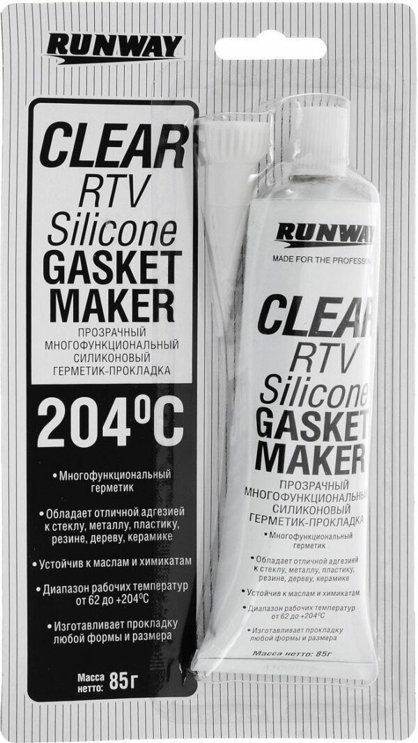 Герметик RUNWAY Clear RTV Silicone Gasket Maker 85 г (RW8502) купить в сети строительных магазинов Мастак