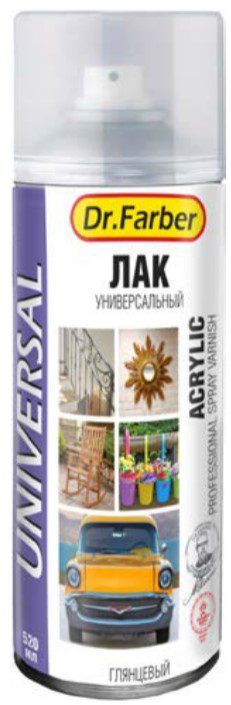 Лак аэрозольный универсальный бесцветный DR.FARBER 520 мл купить в Мастак Лак аэрозольный универсальный бесцветный DR.FARBER 520 мл купить в сети строительных магазинов Мастак