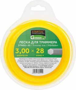 Леска для триммера d 3 мм x 28 м сечение шестигранное STARTUL GARDEN (ST6051-30) купить в сети строительных магазинов Мастак