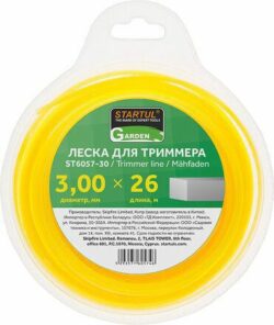 Леска для триммера d 3 мм x 26 м сечение квадрат STARTUL GARDEN (ST6057-30) купить в сети строительных магазинов Мастак