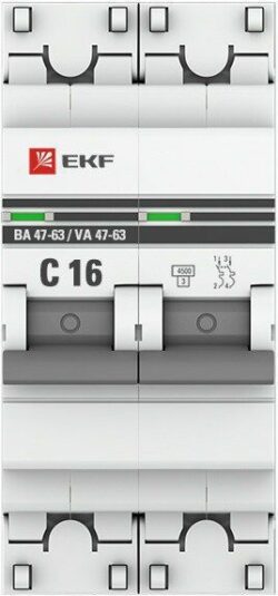 Автоматический выключатель EKF PROxima ВА 47-63 2P 16А C 4