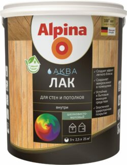 Лак акриловый ALPINA Аква Для стен и потолков прозрачный 2