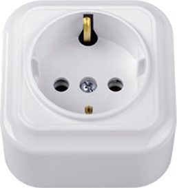 Розетка наружная с заземлением BYLECTRICA Вариант белая (РА16-0102) купить в Мастак Розетка наружная с заземлением BYLECTRICA Вариант белая (РА16-0102) купить в сети строительных магазинов Мастак