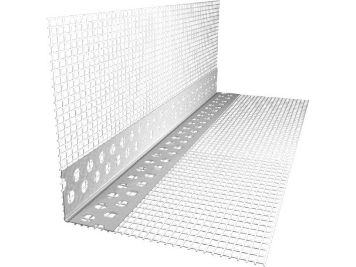 Угол перфорированный ПВХ с сеткой 100х150х3000мм