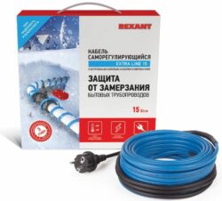 Кабель греющий саморегулирующийся REXANT Extra Line 15MSR-PB 6 м 90 Вт (51-0618) купить в сети строительных магазинов Мастак