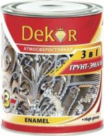 Грунт-эмаль алкидная DEKOR 3 в 1 серая 0