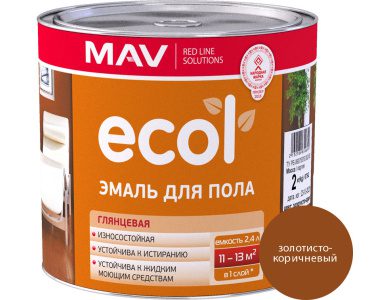 Эмаль ECOL для пола (ПФ-266) золотисто-коричневая глянцевая 2,4л (2 кг)