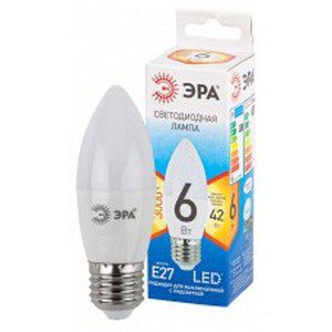 Лампы светодиодные СТАНДАРТ LED B35-7W-827-E27 ЭРА QX (диод, свеча, 6Вт, тепл, E27) (10/100/5000)