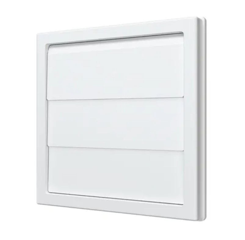Решетка вентиляционная с жалюзи квадратная 170х170мм круглым выводом Ø125мм, пластик, белый