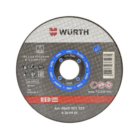 Круг отрезной 125х1х22.2 мм WURTH RED LINE (669201250)